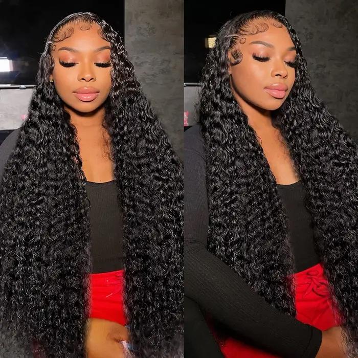 Perruque Lace Front Wig naturelle bouclée-Bling Hair, 13x6, Deep Wave, HD 180%, 36 38 pouces, pour f