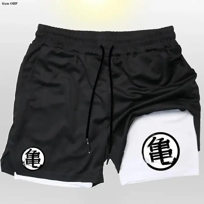 Goku Anime short de course hommes Fitness gymnastique entraînement 2 en 1 short de sport séchage rap