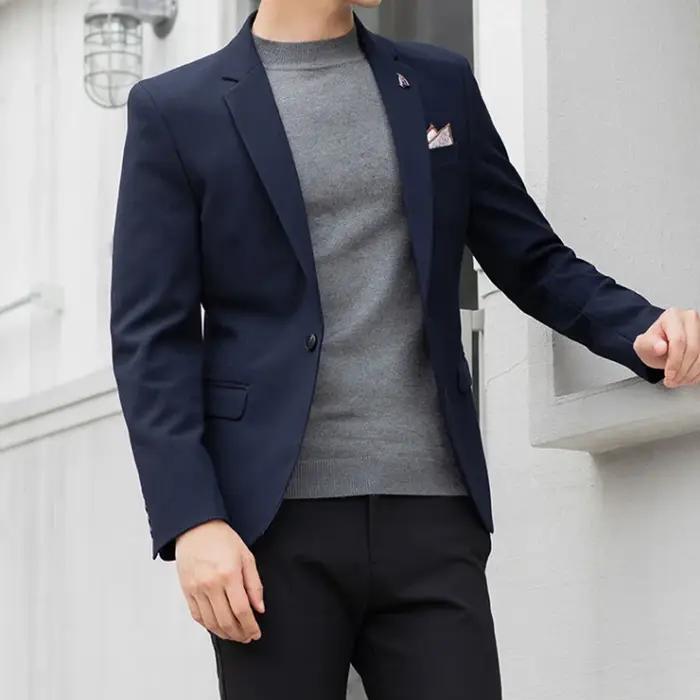2025 Slim Fit mode costumes M-4XL haute qualité britannique décontracté couleur unie petit costume p