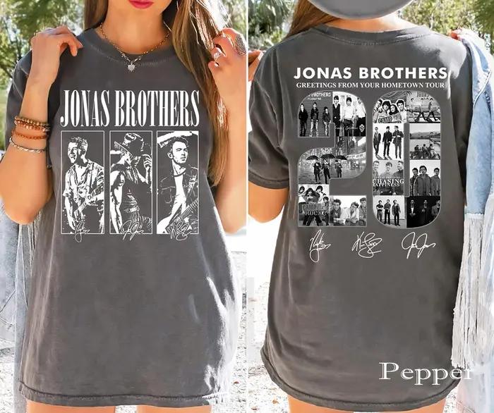 Vintage 20th anniversaire de Jonas Brothers chemise vivant le tournée de rêve 2025 chemise Fan march