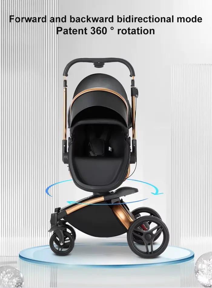 Poussette bébé 3 en 1 pour landau, accessoires pour nouveau-né, poussette de bébé de luxe de paysage