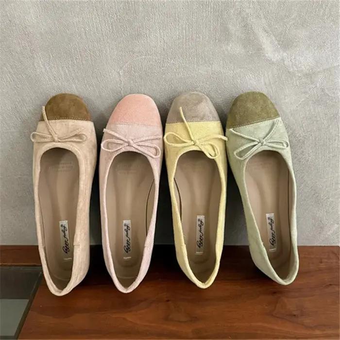 Bailamos 2026 – Nouvelles Ballerines Décontractées pour Femmes en Velours Doux, Élégantes, à Bout Ro