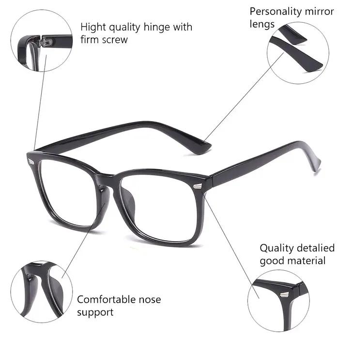 Lunettes bloquant la lumière bleue, lunettes Nerd carrées, cadre anti-rayons bleus, lunettes de jeu