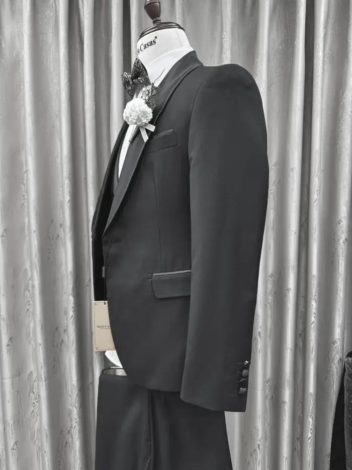 Costumes pour hommes à revers châle noir 3 pièces ensembles de marié de mariage automne ensemble de