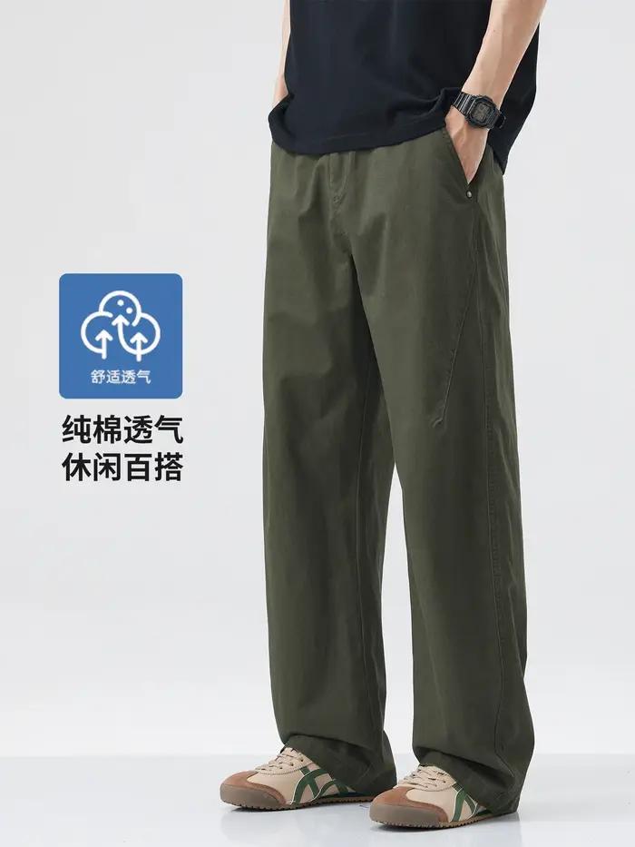 DUKEEN 100% coton hommes pantalons longs décontractés été décontracté coupe droite résistant aux rid