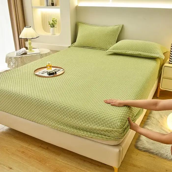 Drap de lit en velours corail et housse de protection pour matelas en velours de lait, couvre-lit isolant en peluche hiver confort hôtelier chambre élégante occassions spéciales nuit douillette