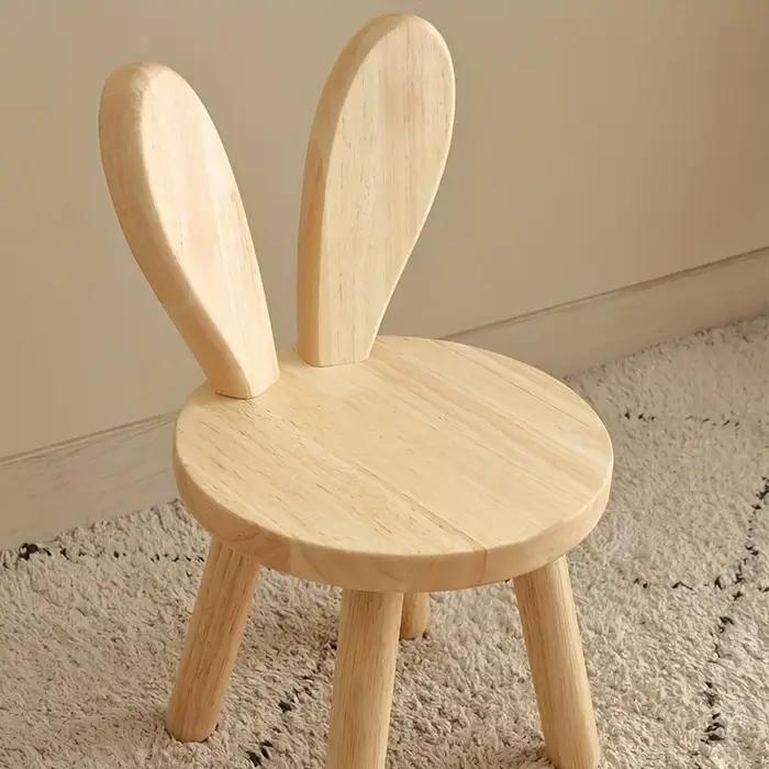 1pc petit tabouret créatif, oreilles de lapin mignonnes petit tabouret en bois massif, tabouret déco