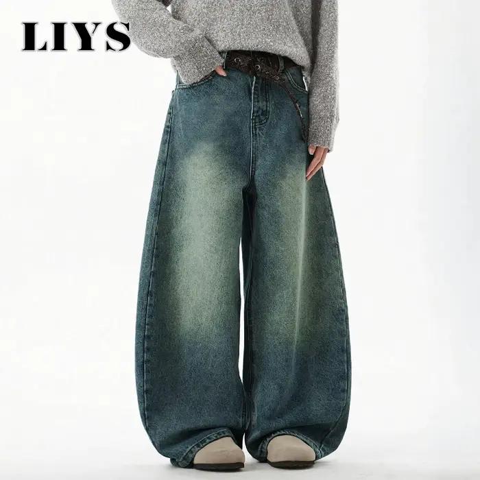 Vêtements pour hommes bleu pantalon en jean à jambes larges jean Baggy Vintage coupe tridimensionnel