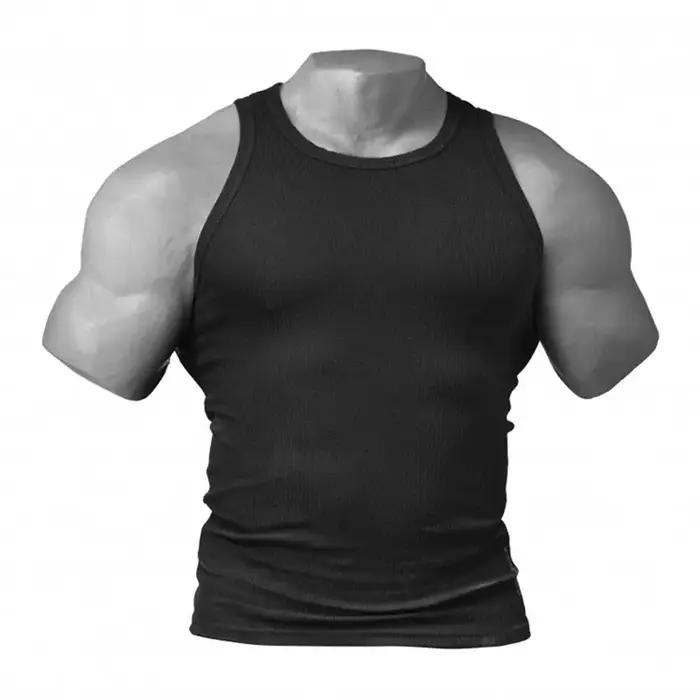 Débardeur de sport américain pour homme, moulant, élastique, séchage rapide, col rond, couleur unie,