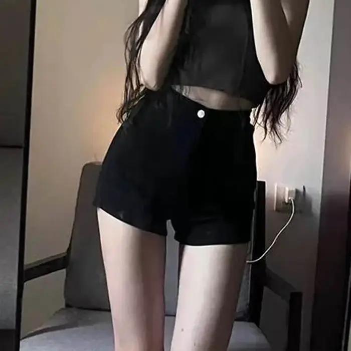 Collants décontractés noirs pour femmes, pantalons Ultra-courts, taille haute, amincissants, Sexy, P