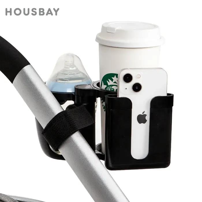 Porte-gobelet universel pour poussette avec support téléphone - Accessoire 2 en 1 pratique pour landau