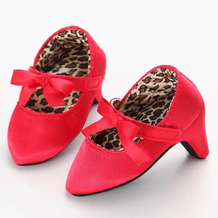 Printemps et automne fille bébé anti-dérapant chaussures pour enfants fille bébé beau nœud talons ha