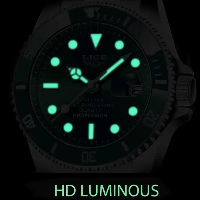 LIGE Top Original hommes montres à Quartz bleu montre étanche pour hommes en acier inoxydable Quartz