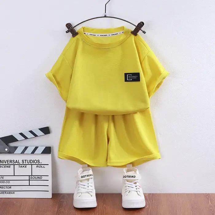 Ensemble de vêtements pour garçons et filles de 1 à 10 ans, vêtements coréens d'été en tissu gaufré