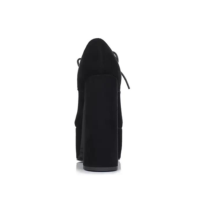 Arden Furtado printemps mouton daim bout rond talon carré plate-forme pompes Super haut talon Sexy à