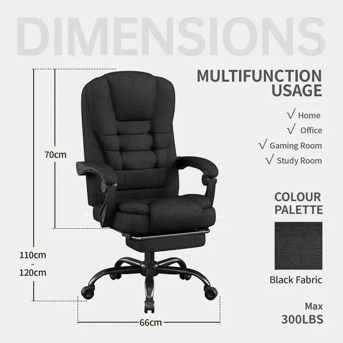 Chaise de bureau de direction ergonomique – Chaise à dossier haut avec appui-tête et soutien lombair