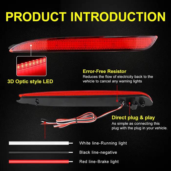 1 paire pour Mazda3 Mazda 3 2010 2011 2012 2013 lentille fumée rouge/noir LED réflecteur de pare-cho