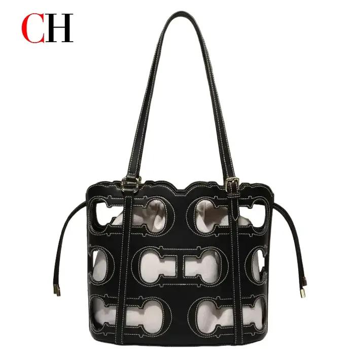 CH – sac à main de marque haut de gamme pour femmes, ajouré, grande capacité, Simple, à bandoulière,
