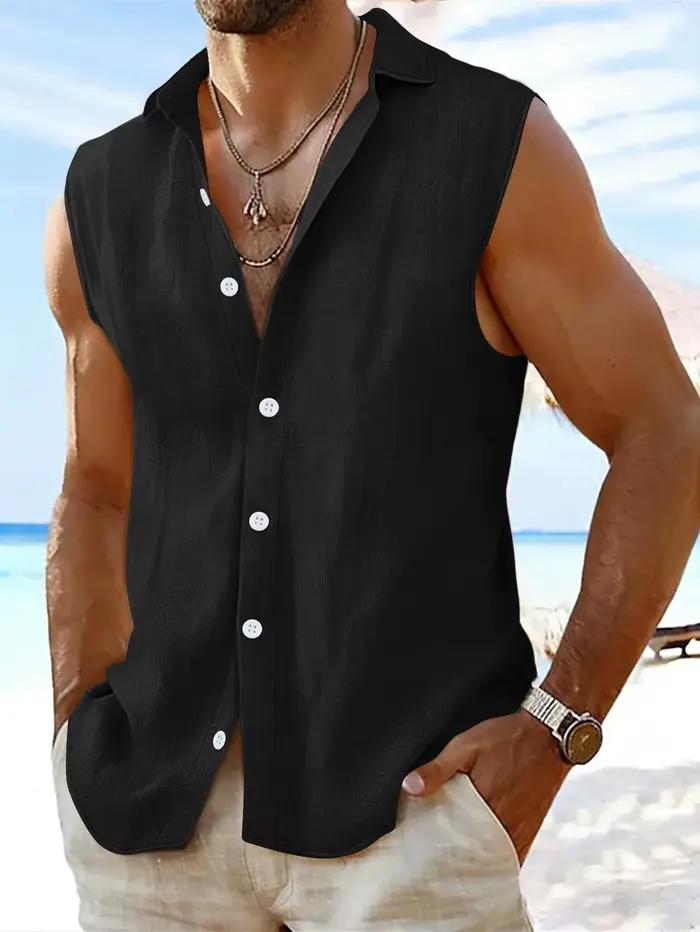 Gilet sans manches en coton et lin pour homme, nouveau style décontracté ample, cardigan ouvert, été