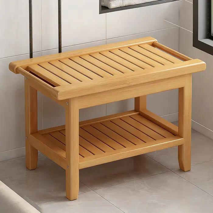 Banc de douche tabouret en bois avec mains courantes multifonctionnel robuste étanche pour personnes âgées et femmes enceintes occasions spéciales