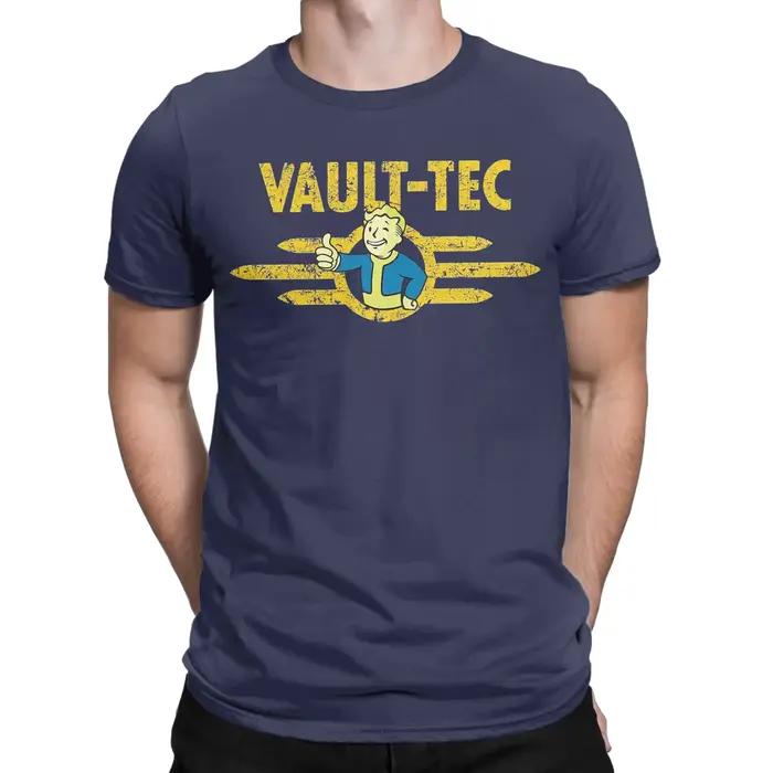 T-shirt Homme Distressed Vault-Tec 100% Coton Vêtements Loisirs Manches Courtes Col Rond Grande Tail