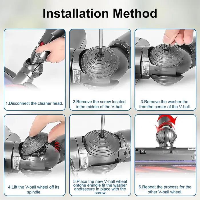 Accessoires de roue à billes en V pour aspirateur Dyson V6 V7 V8 V10 V12 DC58 DC59 DC62, 35W 50W, tê