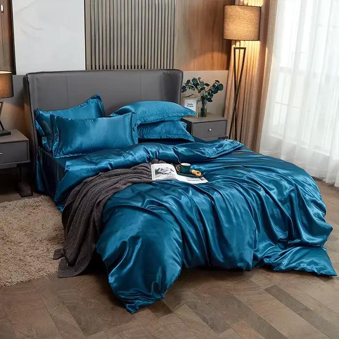 Parure de lit en soie Tencel ensemble de literie de luxe drap housse extensible noir vert blanc été chambre de luxe occasions spéciales