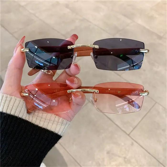 ChimPunk-Lunettes de soleil rectangulaires sans monture pour hommes et femmes, nuances de conduite,