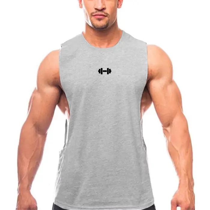 Gilets d'entraînement de Fitness en coton respirant fentes latérales débardeurs hommes musculation M