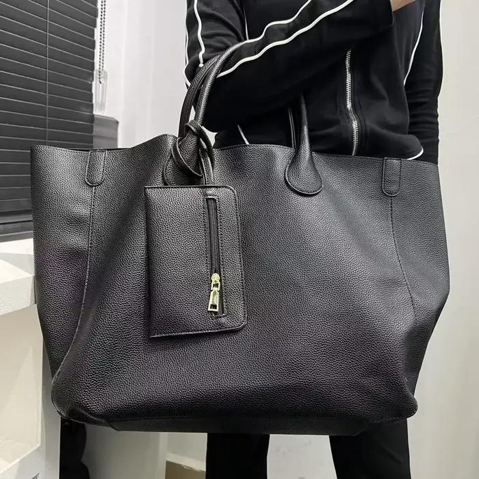 Sac à langer bandoulière classique de créateur pour femme, grand sac fourre-tout de luxe en cuir élé
