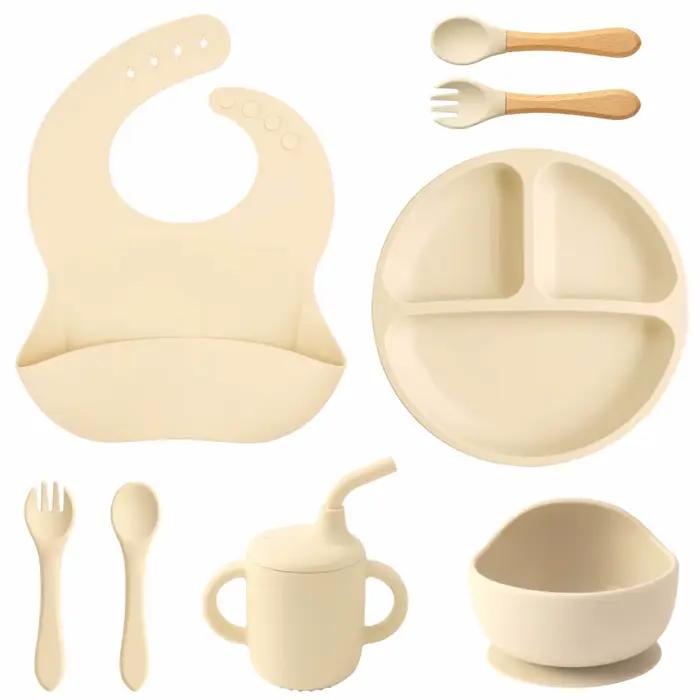 Vaisselle pliante pour bébés avec aspiration, ensemble de plats pour bébé, assiettes alimentaires so