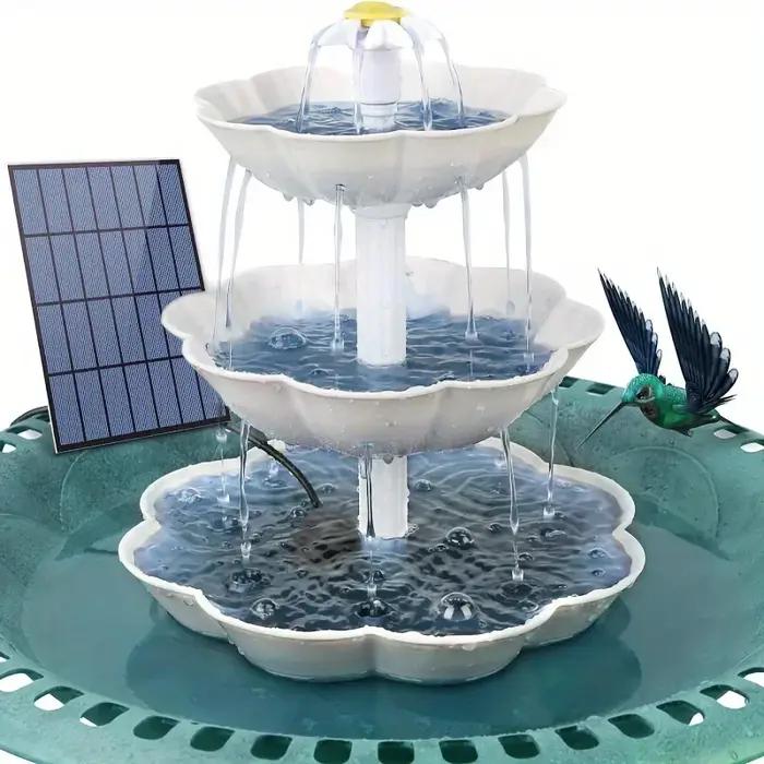 Fontaine d'eau solaire de bain d'oiseaux, fontaine d'aménagement paysager d'eau détachable pour déco