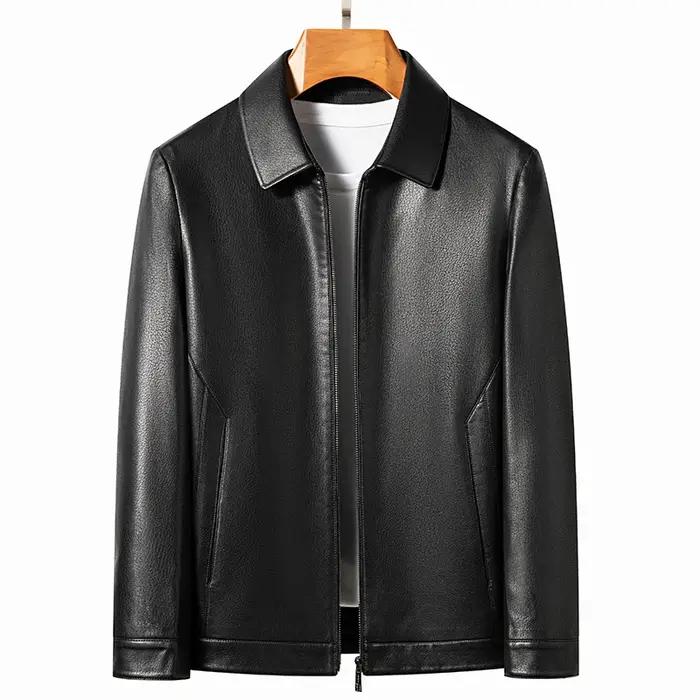YN-2336 printemps et automne nouveaux hommes veste en cuir de mouton naturel col montant jeunesse Pr
