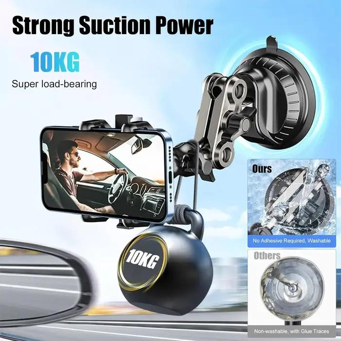 Support vidéo 360 degrés pour voiture bras rotatif forte aspiration pare-brise tableau de bord flux en direct