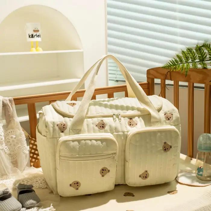 Sac à langer grande capacité en coton pour femme - Sac bandoulière maternité pratique shopping