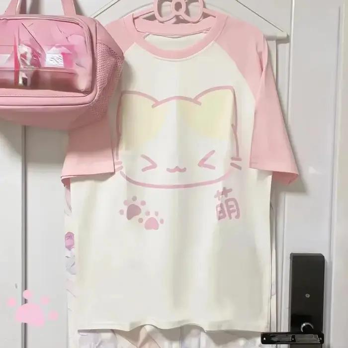 T-shirt à Manches Courtes pour Femme, Streetwear, Grunge Japonais, Esthétique Y2k, Harajuku, Dessin