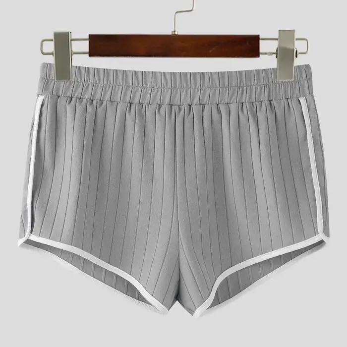 Shorts de sport côtelés pour hommes, taille haute, avec bordure contrastante, pour musculation et gy