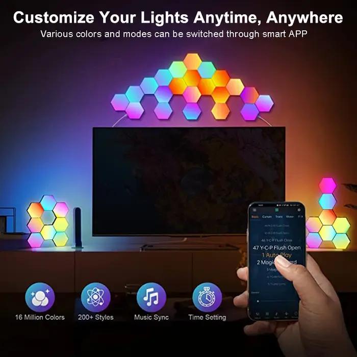 RGB LED lumière hexagonale Bluetooth applique murale intérieure APP télécommande veilleuse ordinateu