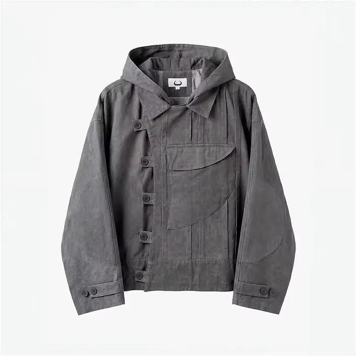 Veste à capuche Y2K Harajuku tendance, déstructurée, asymétrique, boutonnée, style suédois, gothique