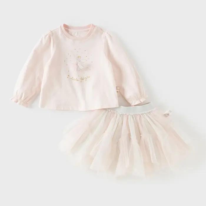 Ensemble jupe et t-shirt en maille pour filles Dave Bella, t-shirt à manches longues imprimé pour bé