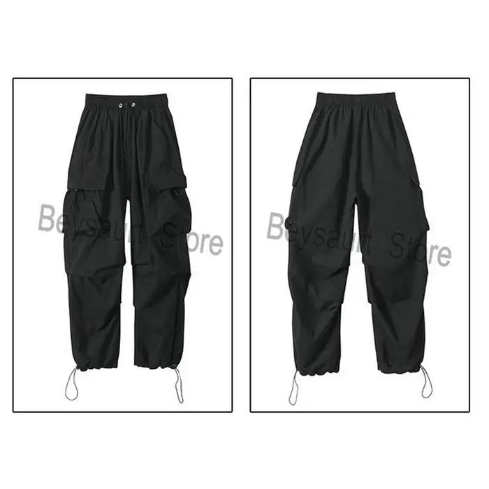 Streetwear 2024 printemps sarouel pantalons décontractés hommes taille élastique couleur unie Cargo