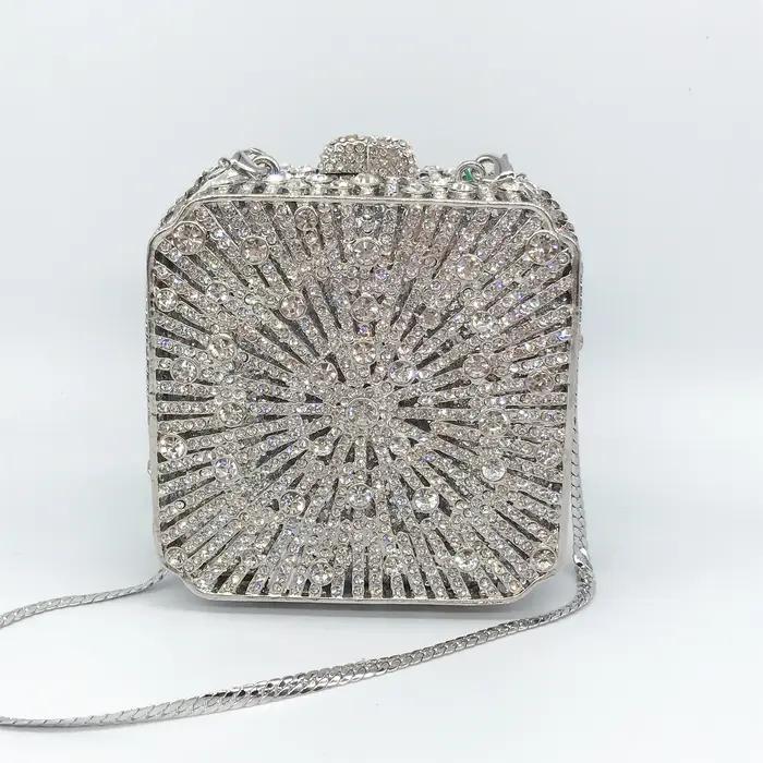 Pochette pour femmes, petite boîte carrée, sac de soirée en cristal strass à couverture complète, sa