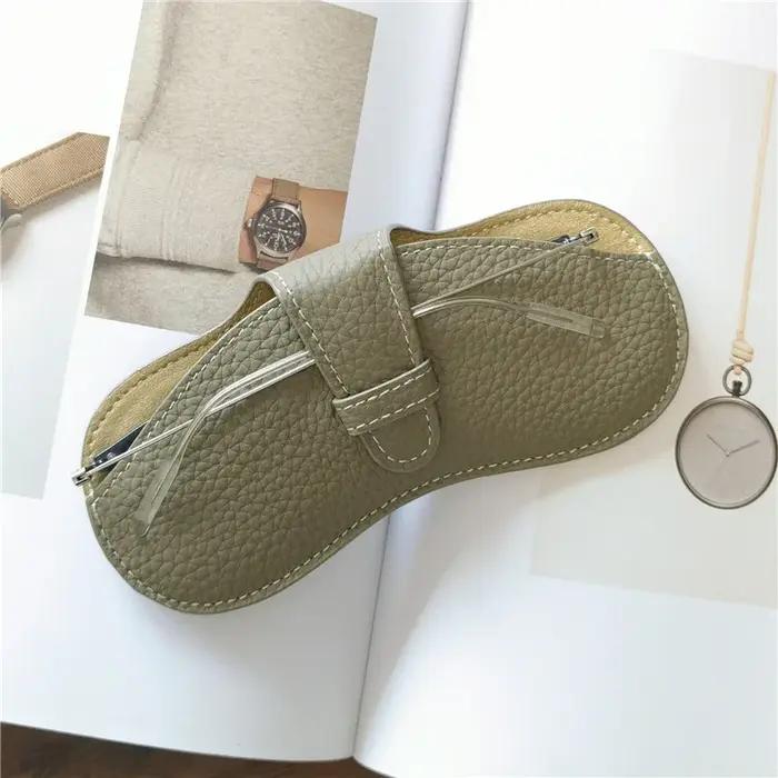 Sac à lunettes en cuir souple, étui à lunettes portable, lunettes de soleil, sac de rangement pour l
