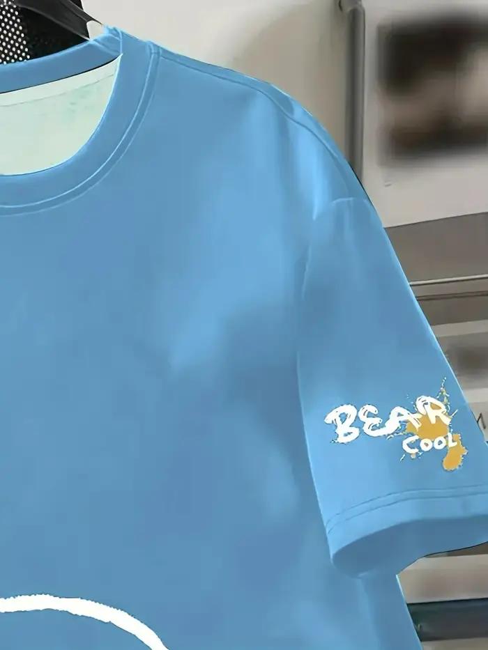 Vente chaude d'été hommes personnalisé ours en peluche imprimé respirant et confortable T-shirt exté