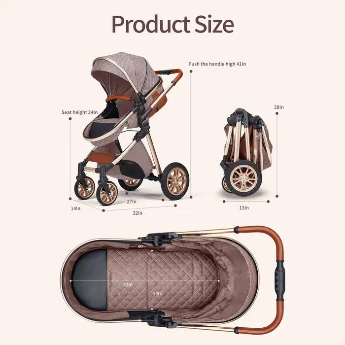 Landau de luxe tout-en-un : Poussette Vista 3 en 1 avec siège réversible pour parents et paysage hau