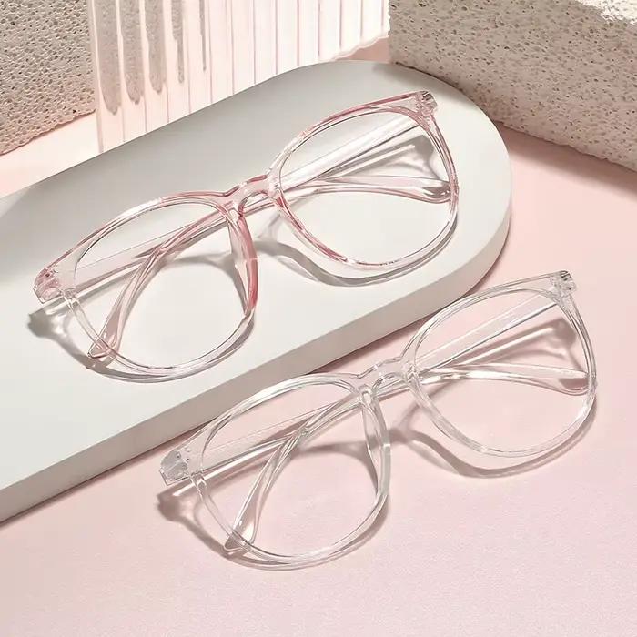 Lunettes d'ordinateur transparentes à grande monture pour femmes, rondes, Anti-lumière bleue, optiqu