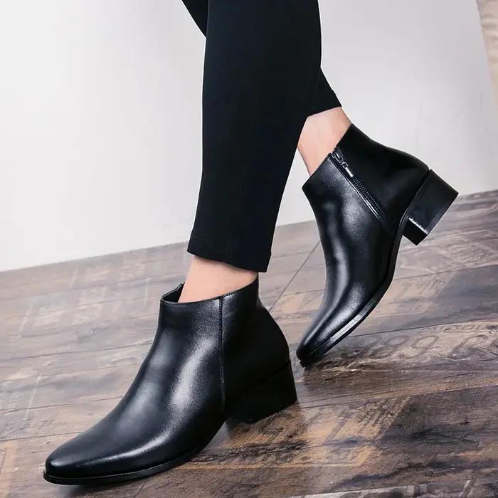 Bottines classiques en cuir noir pour hommes et femmes, style britannique, bout pointu, bottes Chels