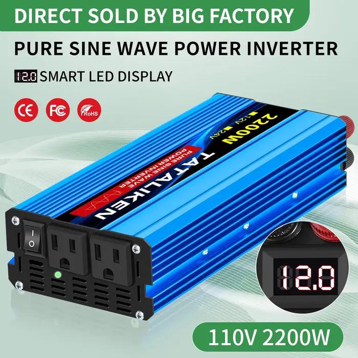 Onduleur à onde sinusoïdale Pure 1000W-4000W DC 12V/24V à AC 110V 60hz, adaptateur de convertisseur