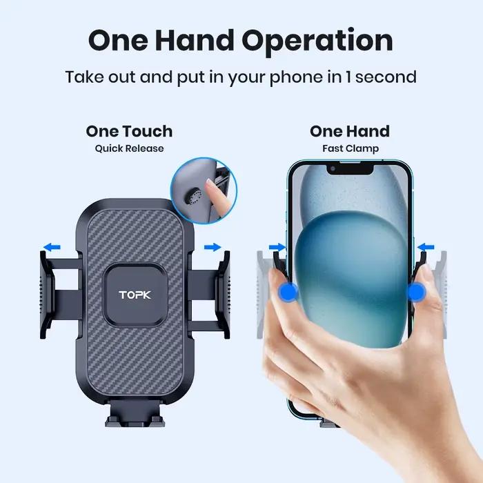 Support de téléphone de voiture universel avec verrouillage automatique pour grille d'aeration de vehicule compatible avec iPhone Samsung
