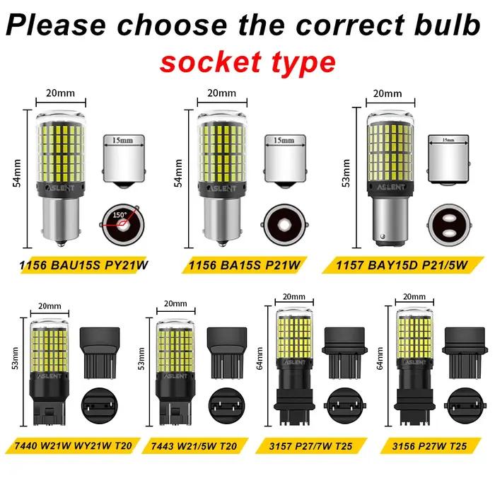 2pcs 1156 BA15S P21W BAU15S PY21W 7440 W21W P21/5W 1157 BAY15D 7443 3157 Ampoules LED 144smd CanBus
